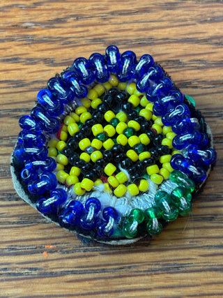 Vtg. Afghan beaded Dress Flower 1.5" round RCD|112961