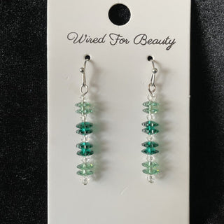 earrings, margarita beads 2-tone green RSV