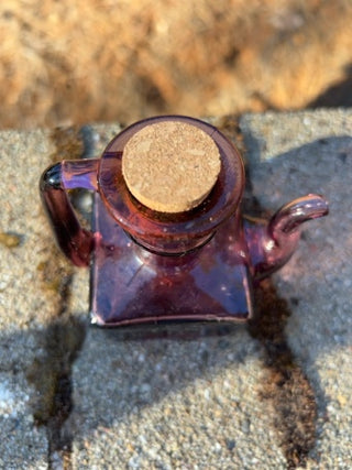 JP 3.5” BLOOMFIELD PURPLE AMETHYST GLASS TEA POT CRUET OIL VINEGAR BOTTLE