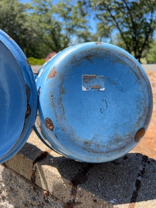 enamel-on-steel stock pot with a lid