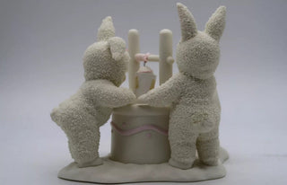 #62 VV Dept 56 Snow Bunnies "Wishing you a Happy Easter" Wishing Well MTS