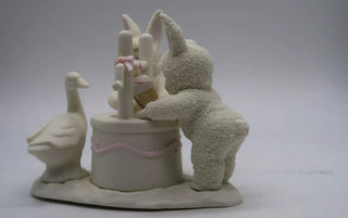 #62 VV Dept 56 Snow Bunnies "Wishing you a Happy Easter" Wishing Well MTS