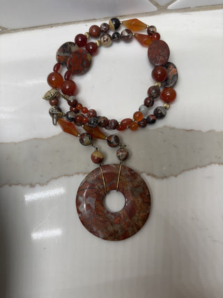 SALE - Red Jasper Pendant Necklace - RSV