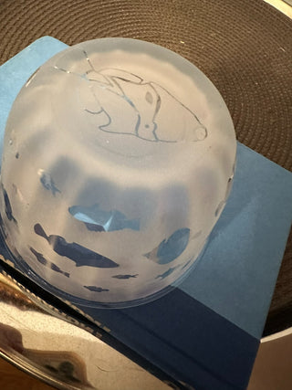 Bowl Frosted Fish Glass MTS|128308