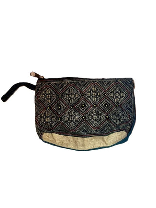 Cross-stitch Short Strap Zip top with hamp bottom Wallet|112471