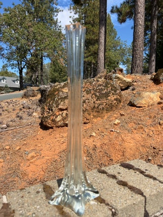 KW Vintage 1970s Cased Eiffel Tower Clear Art Glass Vase - 16" Tall Gracefully Tapered Silouhette