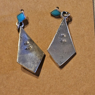 .925 inlaid purple mohave spiny oyster and turquoise signed dangle earrings|89674