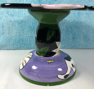 Vintage Rare Groovy Dog & Cat By Chaleur 12" Ceramic Cake stand dessert plate #62 VV MTS|69054