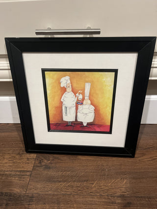 (2) Tracy Flickenger Whimsical Chef Wall Art 14.25” x 14.25” Each - RCD|97922