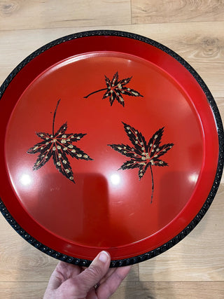 Vintage Japanese style with leaves round tray