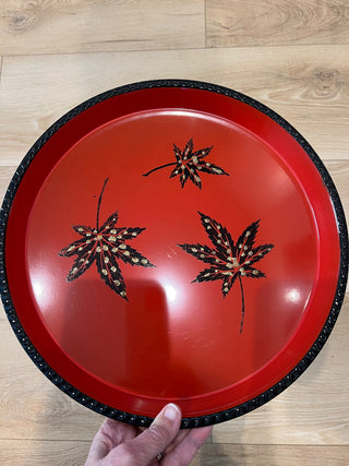 Vintage Japanese style with leaves round tray