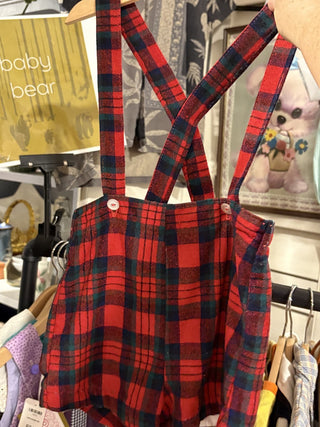 BABY: red wool plaid overalls 60s MTS 3bears|103893