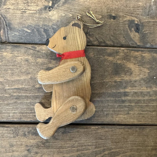 Vtg Jointed Wooden Teddy Bear Ornament MTS|125255