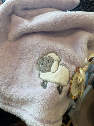 Baby Blanket new w/tags, lavender w/lamb decor 26"x40" RCD|84481