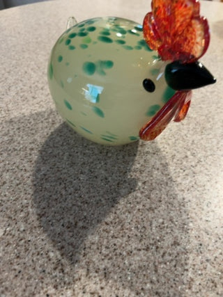 Hand blown art glass chicken