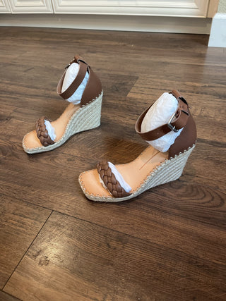 NEW, Dolce Vita Nilton Espadrille Wedge Heels Brown Leather Size 9 - RCD|118939