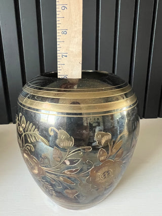 Vintage etched brass vase RSV|101231