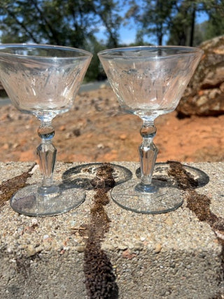 Set of 2 Vintage Libbey ROCK SHARPE Champagne/Tall Sherbet Glasses