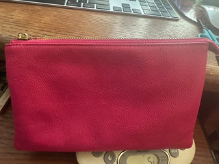 Hot Pink Leather Clutch/cross body (no strap) 5.5"x8" RCD