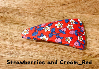 Liberty French Barrette-Triangle-Strawberries and Cream_Red