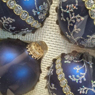 Krebs Blue Designer Glass Ornament Box of 6 MTS|124084