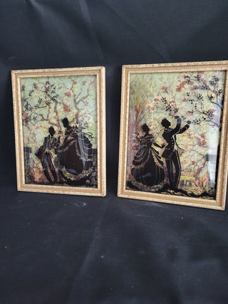 Vtg Reverse Painted Victorian Silhouettes - Each RCD