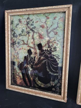 Vtg Reverse Painted Victorian Silhouettes - Each RCD