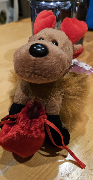 Reindeer plush with gift sack, 5", RSV|121168