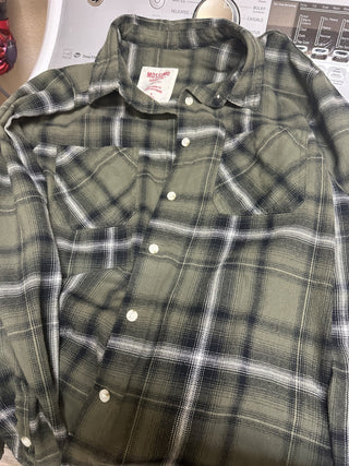 Mossimo Green & Black Plaid Flannel Shirt Size XL MTS