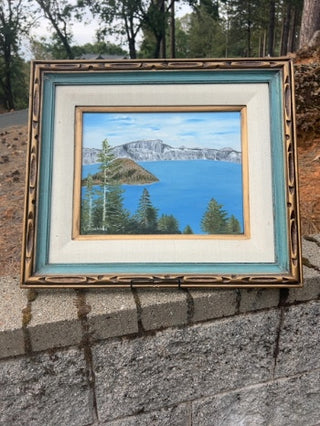 21” x 18.5” Crater Lake Oil Painting E. Heberling MTD