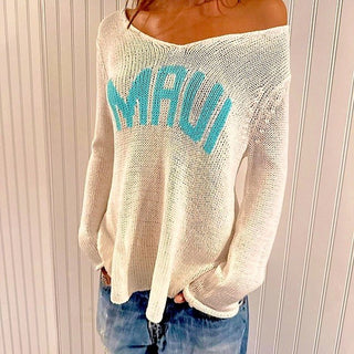 wooden ships Maui Sweater Khaki/Blue  M/L MTS|73913