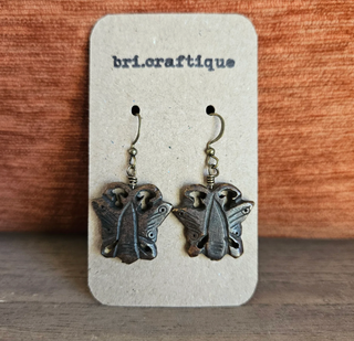 bri.craftique - Brown Wooden Butterfly Drop Earrings (BRI) - MTS|133038
