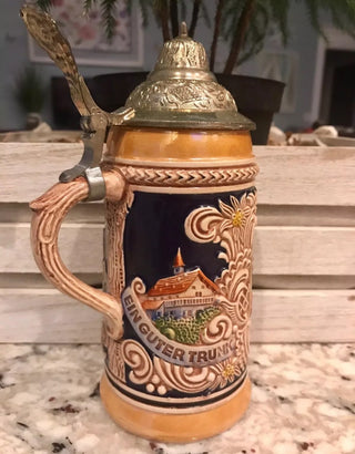 #62 VV Vintage German Gerz 7 1/8 Lidded West Germany Tavern Beer Stein MTS|61132