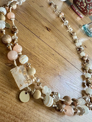Long gold/white lucite necklace Chicos MTS|69103