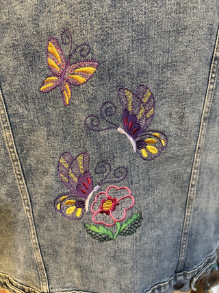 Embroidered jacket. Size. XL. Butterflies #SM