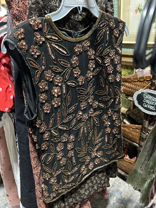 10pVintage beaded sleeveless top|93042
