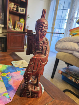 Wood  Carved Chinese Fisherman RSV