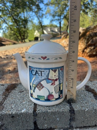 Vintage Susan Winget Cat Teapot Patchwork Quilt Country