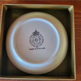 Vtg Royal Worcester Floral Trinket Plate 22K Gold- RSV