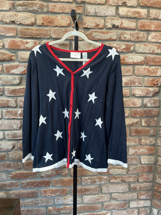 Liz Claiborne Patriotic Cardigan Sz XL|69701