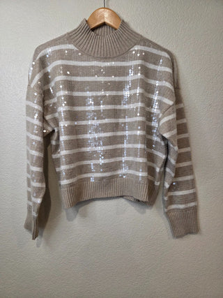 On 34th striped sequin mock neck sweater - NWT RSV