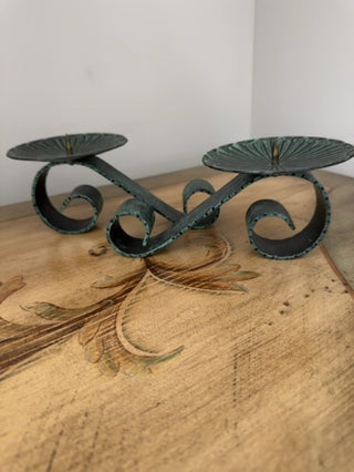 AJ - Green Metal Candle Holder Set of 2
