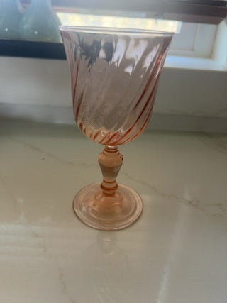 Cristal D' Arques ROSALINE PINK SWIRL,  5 3/4" Wine Glass, set of 4