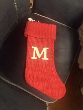 Wondershop Knit Monogram Christmas Stocking Red M #62 VV MTS|133545