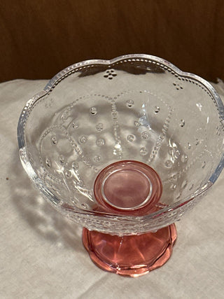 Vintage LE Smith Pink pedestal dish. #SM. RCD|97677