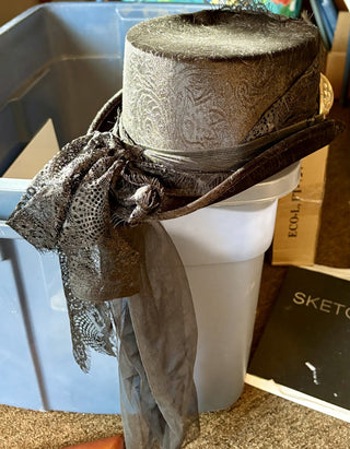 HALLOWEEN velvet Top Hat with lace netting and goggles  RSV|119927