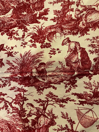 LOVELY RED & CREAM HEAVY-WEIGHT TOILE TABLECLOTH 54" SQUARE (KJS) RCD|52016