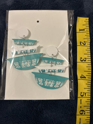 12F Butterprint Pyrex Acrylic Circle Stud Earrings MTS|138518