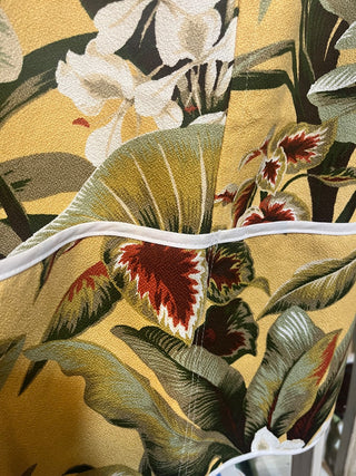 BEAUTIFUL HANDMADE TROPICAL BARK CLOTH APRON FULL COVERAGE WITH POCKETS EXCELLENT CONDITION  (KJS) RCD|94020