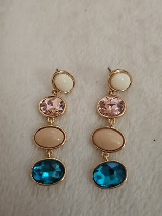 Blue Multi Rhinestone Drop Earring